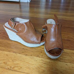 Brown wedge sandals